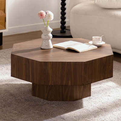 Table basse en bois de forme octogonale pour le salon convenant à la chambre à coucher, au salon et au bureau