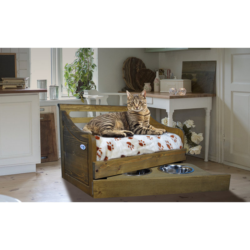 Canapé pour chien en bois Hardesty Paws, Petit (l 15,16 po x P 22,44 po x H 15,35 po), Brun rustique