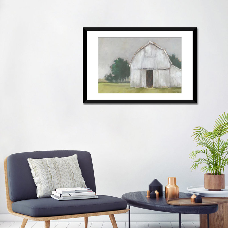 « rustique barnyard ii », impression sur toile, H 16 po x l 24 po x P 1 po, Papier d'art encadré noir, Blanc