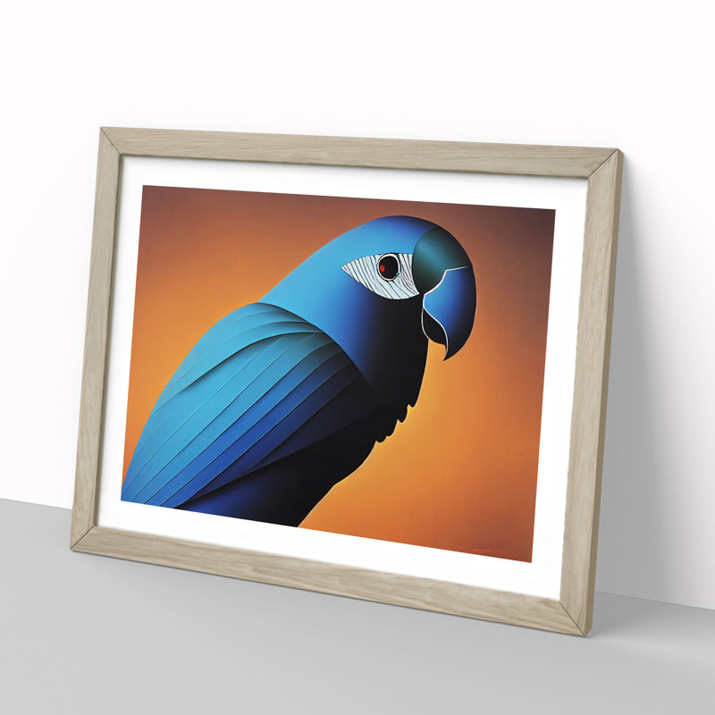The Blooming Parrot - Framed Print, 46cm H x 64cm W x 2cm D, Oak