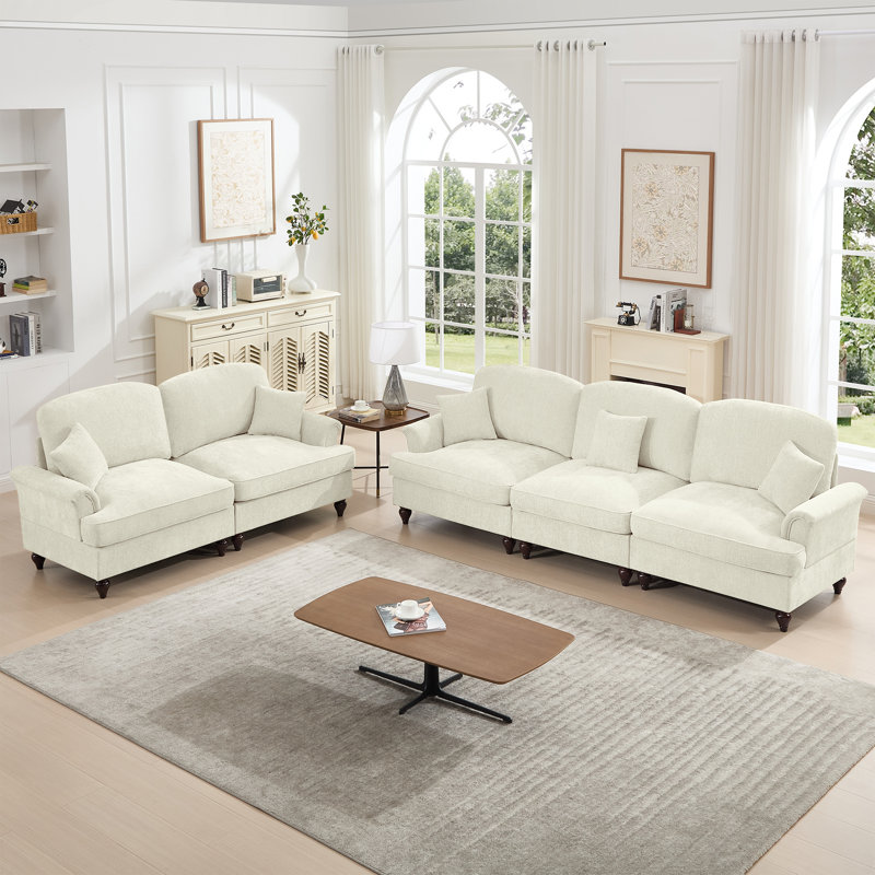Ensemble de canapé modulaire polyvalent en chenille de style transitionnel pour le salon