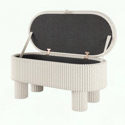 Storage Ottoman with Corduroy Upholstery and Lift-Top Lid