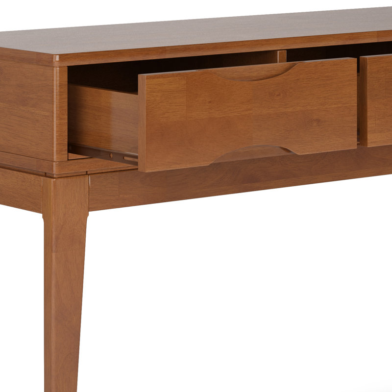 Teak Brown Solid Hardwood 54" Console Table with Storage