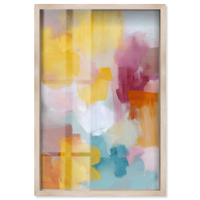 Pastel Play IV Shadowbox Print Bright Wall Decor by Art Remedy, Blonde Frame, 20 x 30