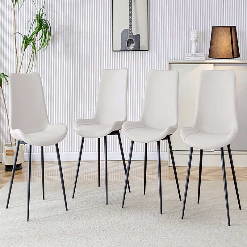 Chaises de salle à manger modernes en similicuir (ensemble de 4) avec pieds en métal et sièges rembourrés