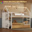 Lit simple avec grands tiroirs de rangement et tableau à griffes, cadre de lit superposé Tree House avec bandes lumineuses colorées et ports de chargement USB, bibliothèque, blanc-739679638