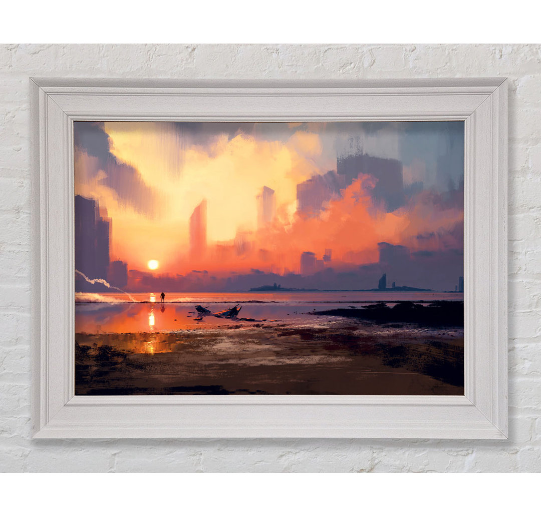 Gerahmtes Leinwandbild Sunset Ocean City