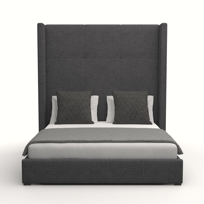 Lit tapissier standard Esparto, Revolution® gris anthracite, Grand lit taille haute