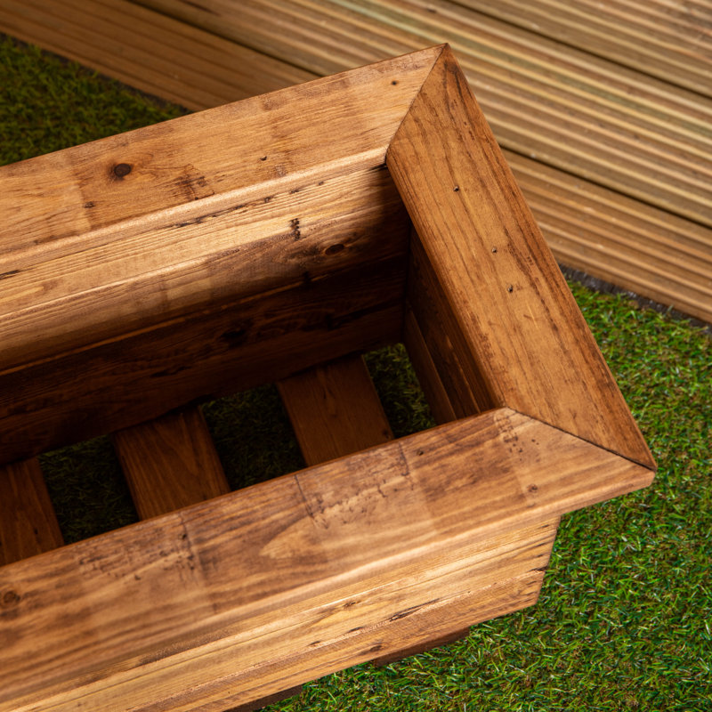 Gillian Hand Made 56Cm X 34Cm Rustic Wooden Small Garden Trough / Flower Bed Planter