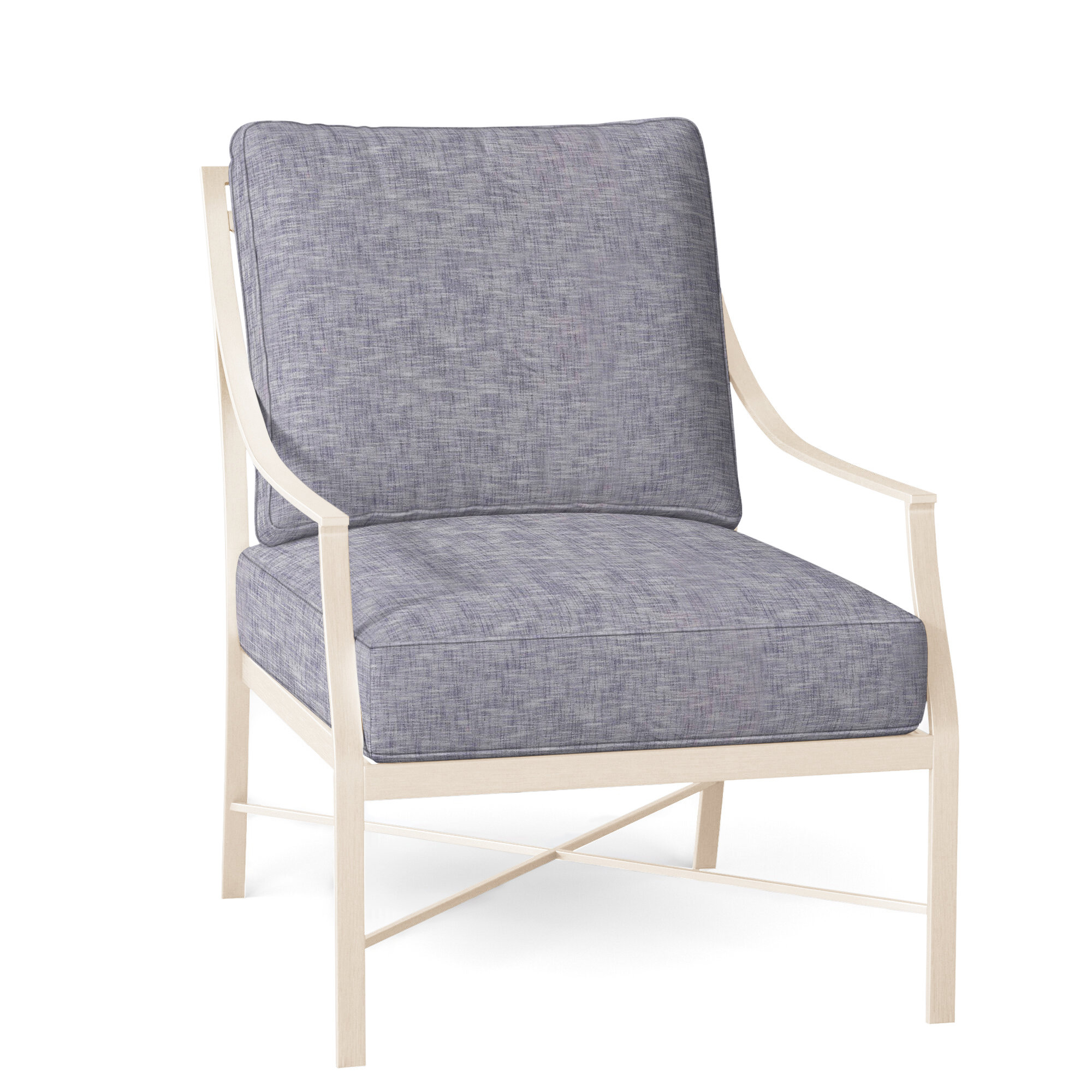 Monaco Wrought Aluminum Outdoor Lounge Chair, Natural White, Welt, Chalk