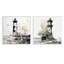 Mystérieux phare noir et blanc - ensemble de 2 carrés côtiers-109358057-109358058