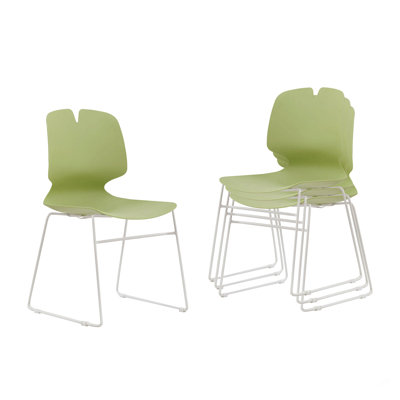 Ensemble de chaises de bureau modernes empilées avec conception ergonomique en polypropylène et acier, 4 pièces