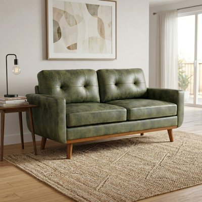 Canapé à deux places 65 pouces moderne minimaliste de 65 pouces en tissu polyester respirant et pieds en bois massif