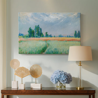 Claude Monet "Oat and Poppy Field, Giverny" - Museum Quality Gallery Wrapped Canvas Wall Art