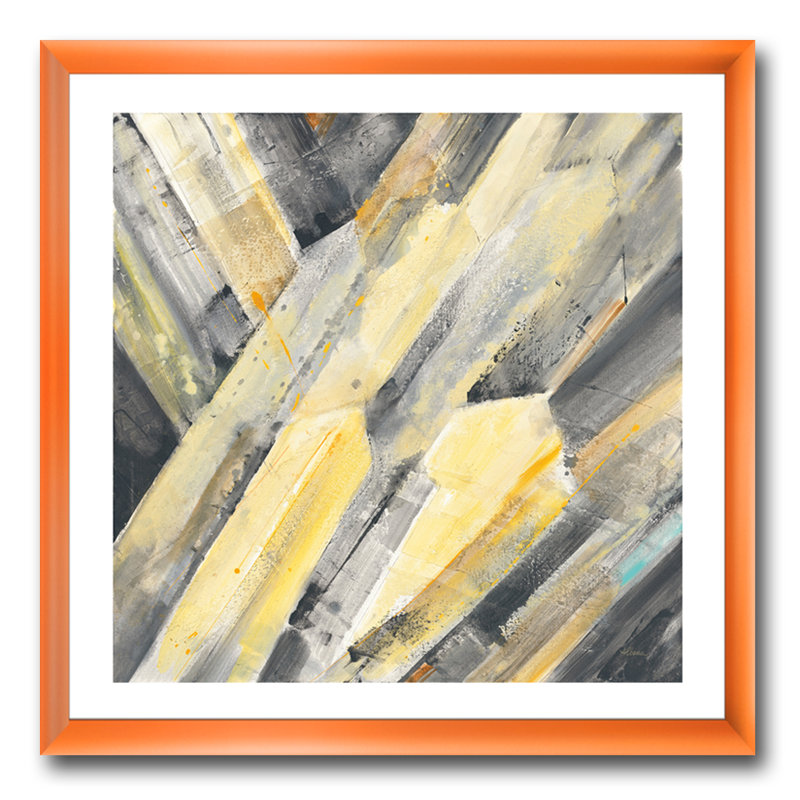 « geometric beige glacier », reproduction d’image sur toile, H 16 po x l 16 po x P 1 po, Cadre orangé, Blanc