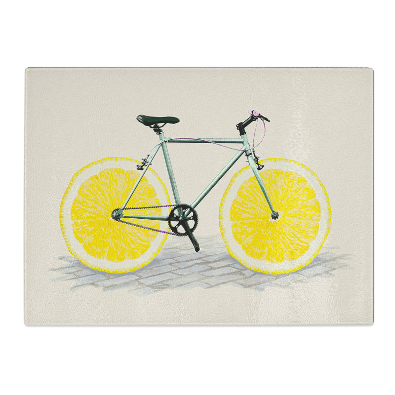 Lemon Bicycle  Glass Chopping Board