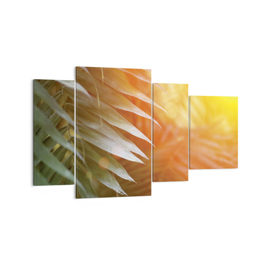 4-tlg. Leinwandbilder-Set Exotic Leaves Dawn