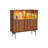 47.24"Simple Retro Brown Solid Wood Cabinet With Glass door
