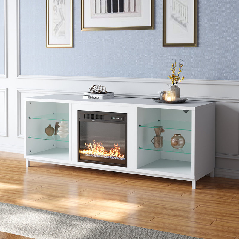 17 Stories Freestanding TV Stand Entertainment Center with 18" Fireplace