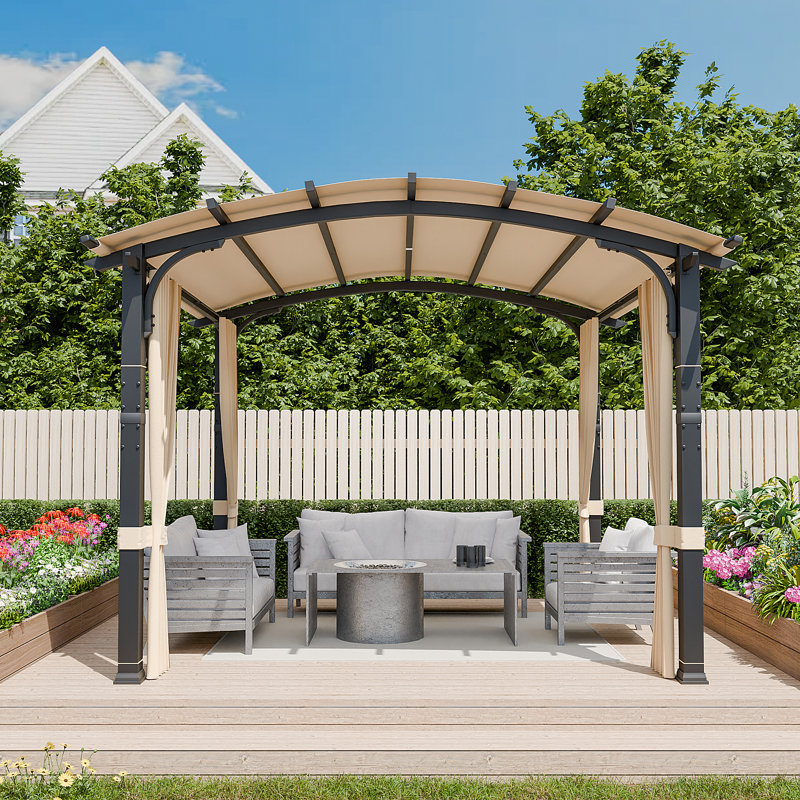 11 pi. L 10 pi. D Pergola en métal avec pavillon: ajout extérieur durable et fonctionnel