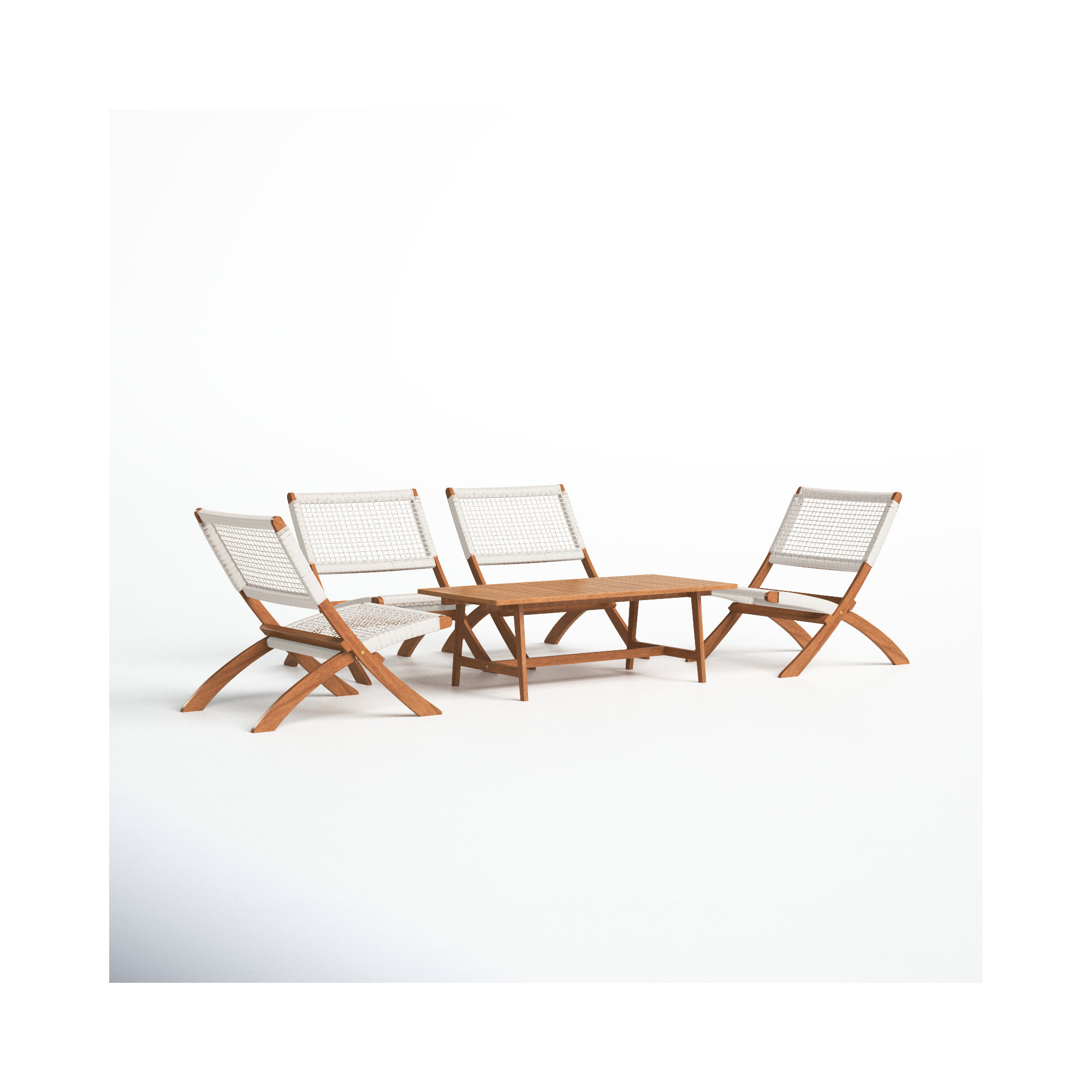 Kismet 5-Piece Armless Chairs Seating Group, Natural/White