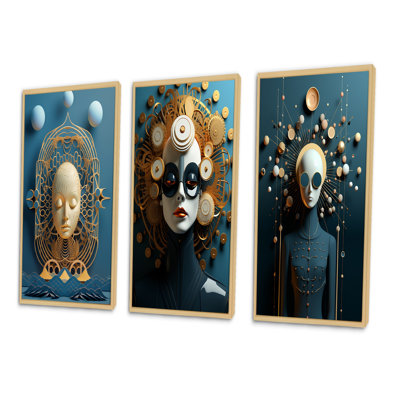 «Sci-Fi Beauty Portrait Of A Futuristic Woman», 3 pièces sur toile