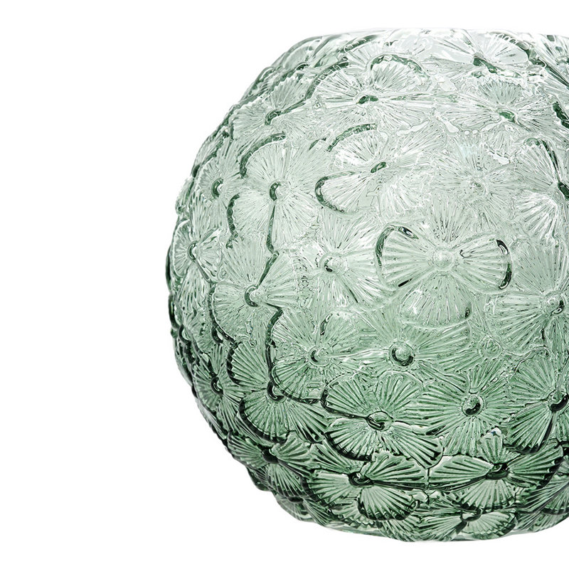 8x7"H Ombre Ball Glass Vase Flower Patterned Structure