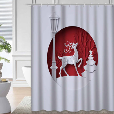 Red Waterproof Shower Curtain, Shower Curtains for Bathroom with 12 Hooks