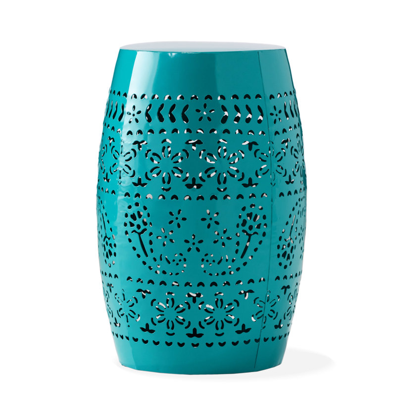 Elegant Lace Cut Table, 12.36W X 12.36D 17.55H, Teal Finish, Metal, No Assembly Delicate Side Table In Teal,