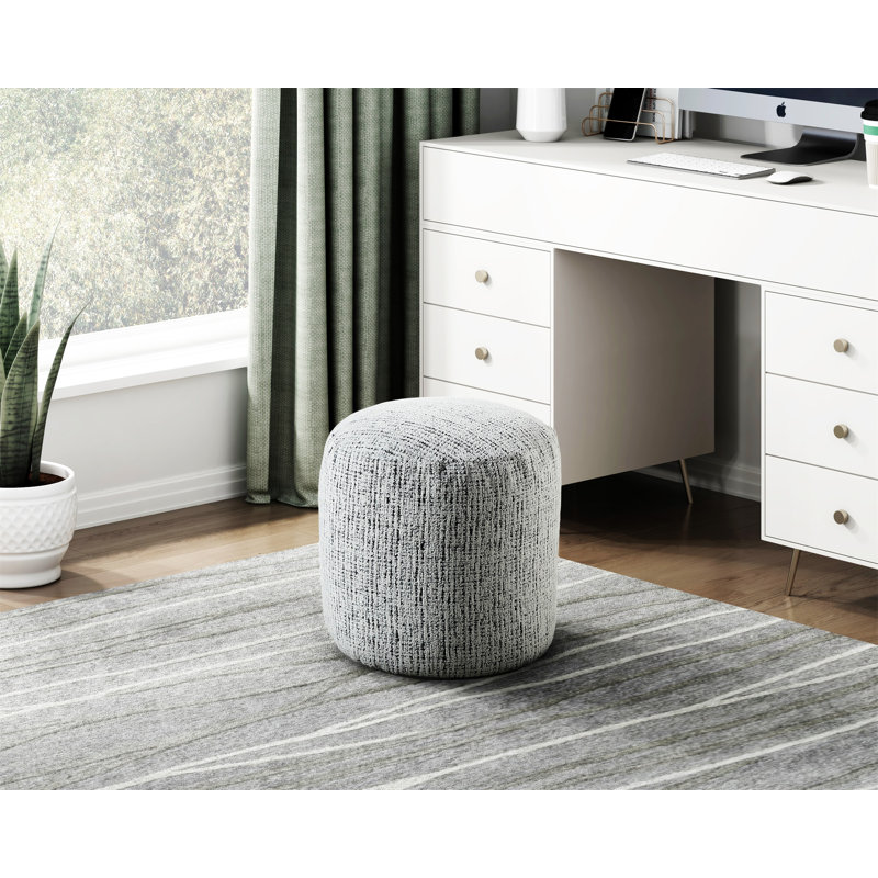 Repose-pieds cylindrique rembourré en tissu de chenille