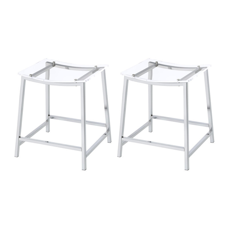 Tabouret de comptoir en acrylique sans dossier chromé (ensemble de 2), Tabouret de comptoir (siège d'une hauteur de 24,5