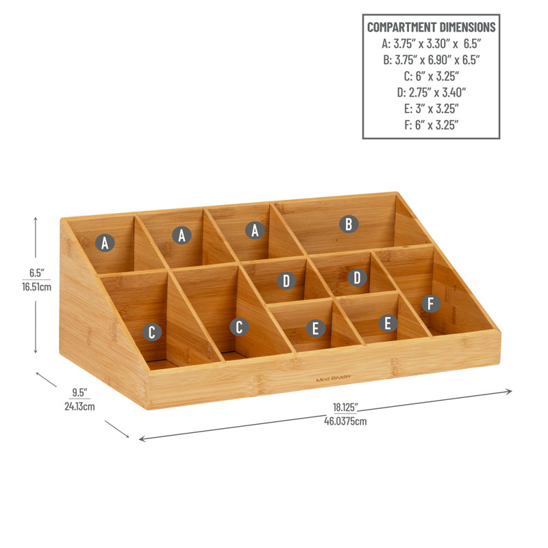 Mind Reader Cup and Condiment Station, Countertop Org, Coffee Bar, Rayon from Bamboo Cup, 18.125"L x 9.5"W x 6.5"H