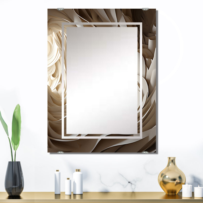 Feather Spiral IV - Miroirs muraux géométriques abstraits MIR137463, 32 po x 24 po