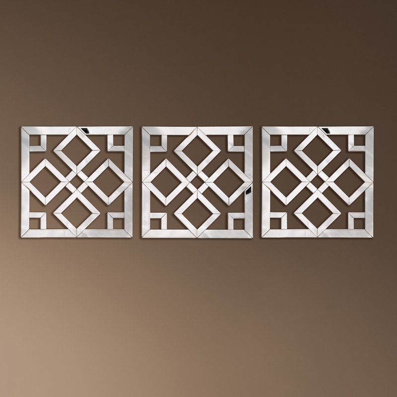 Geometric Mirrored Wall Art for Living Room, 40x40cm Modern Home Decor Wall Mounted Clear Mirror Glass Wall Art for Hallway & Bedroom