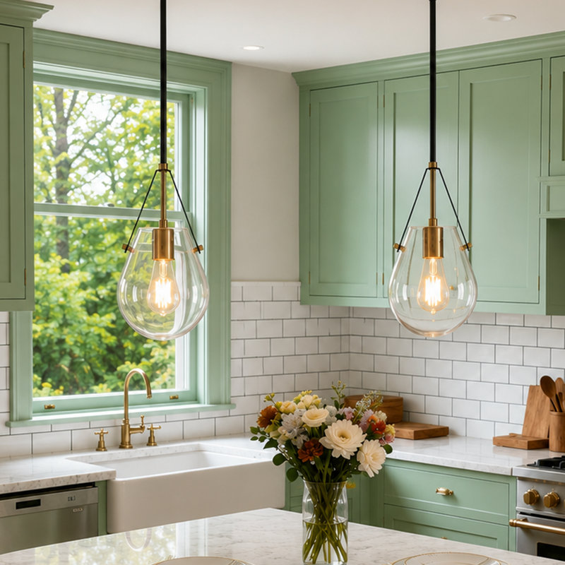 Pinney 1 - Light 7"W Unique Kitchen Island Pendant, Black