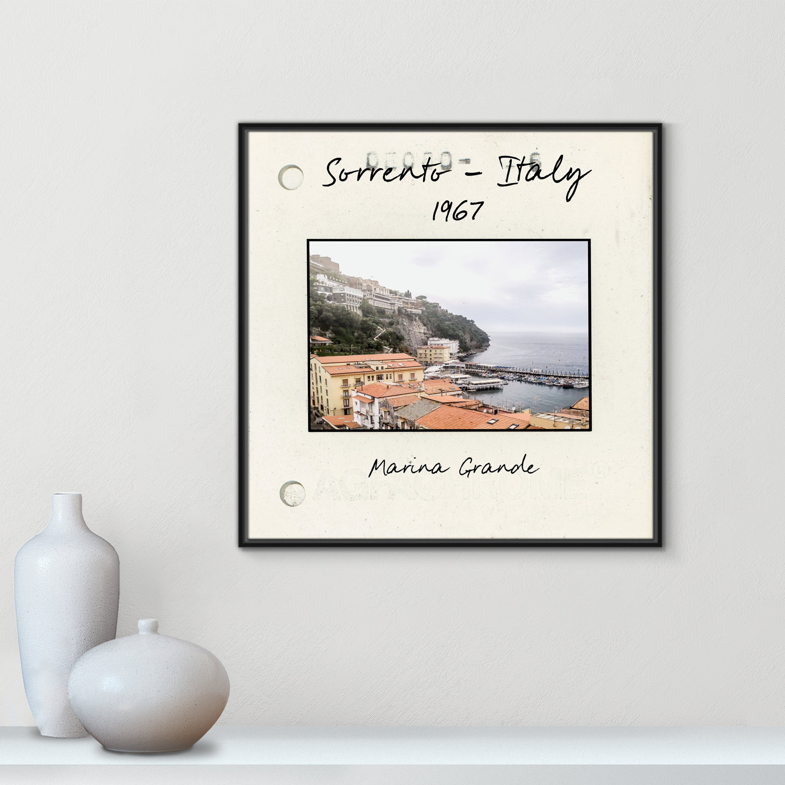 Travel Slide Collection "Sorrento, Italy" Print, 31.5" H x 31.5" W x 2" D, Black Floater Framed Canvas