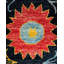 Tapis noir / rouge / jaune / bleu surteint de conception unique 4 pi 10 po x 5 pi Overdyed
