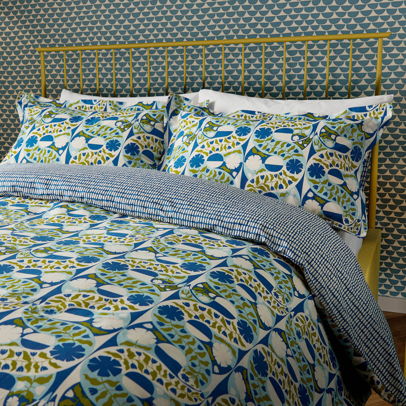 Twist And Turn Cotton Floral Duvet Cover Set with Pillowcases, King Size Duvet Cover + 2 Pillowcases