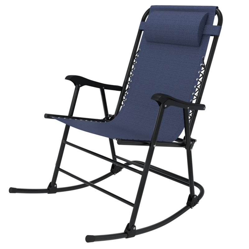 Chaise berçante en métal avec coussins Kantzer, Bleu