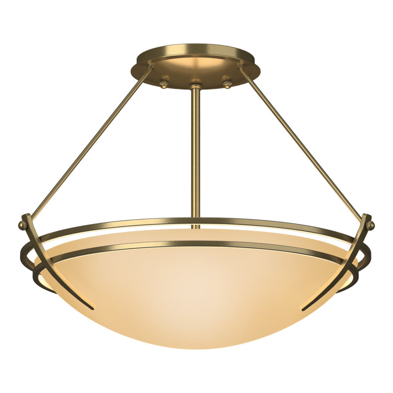 Tryne Semi Flush Mount, Modern Brass, Sand, 12.5" H x 16.4" W x 16.4" D