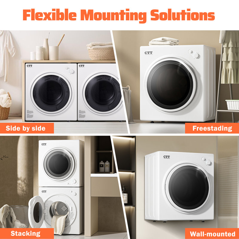 CTT Portable Clothes Dryer 3.5 cu.ft, 110V Laundry Dryer with Stainless Steel Tub, 4 Drying Mode, Portable Dryers for Laundry, Apartments, RVs, Dorms, 1500W