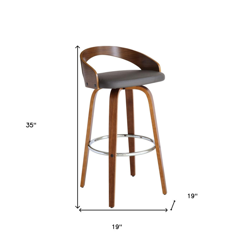 Chaise pivotante en similicuir, Gris / Brun, Tabouret de bar (siège d'une hauteur de 30 po)