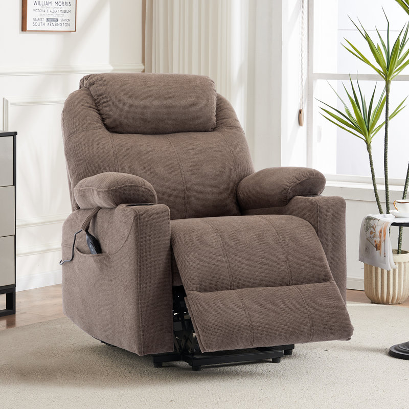 Fauteuil inclinable électrique, fauteuil relevable pour personnes âgées Teremba, Chenille brun