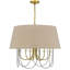 Lustre Cal Lighting Eupora en métal avec abat-jour en toile de jute, finition laiton antique et noir, hauteur 57 cm (22,5 po).-1453480483-1457303048-1457303049