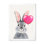 " Fluffy Gray Rabbit With Pink Heart Balloon "