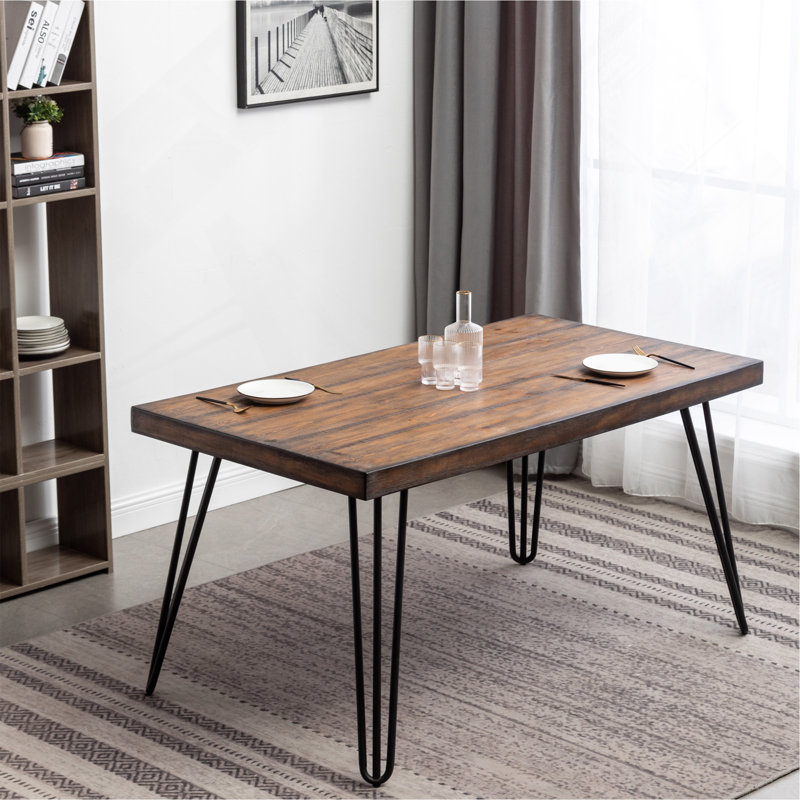 Ensemble de salle à manger 7 pièces, table à manger en épingle à cheveux avec 6 chaises, 3 options de couleurs, Beige