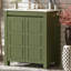 Meuble-lavabo de ferme 30 po avec lavabo en céramique, porte à fermeture en douceur, tablette réglable, armoire de rangement vert olive, structure en bois moderne, conception spacieuse et surface facile à nettoyer