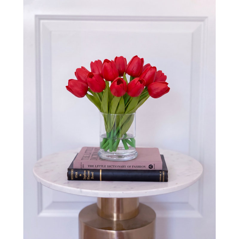 Tulip Faux Floral in Vase, Purple/Pink