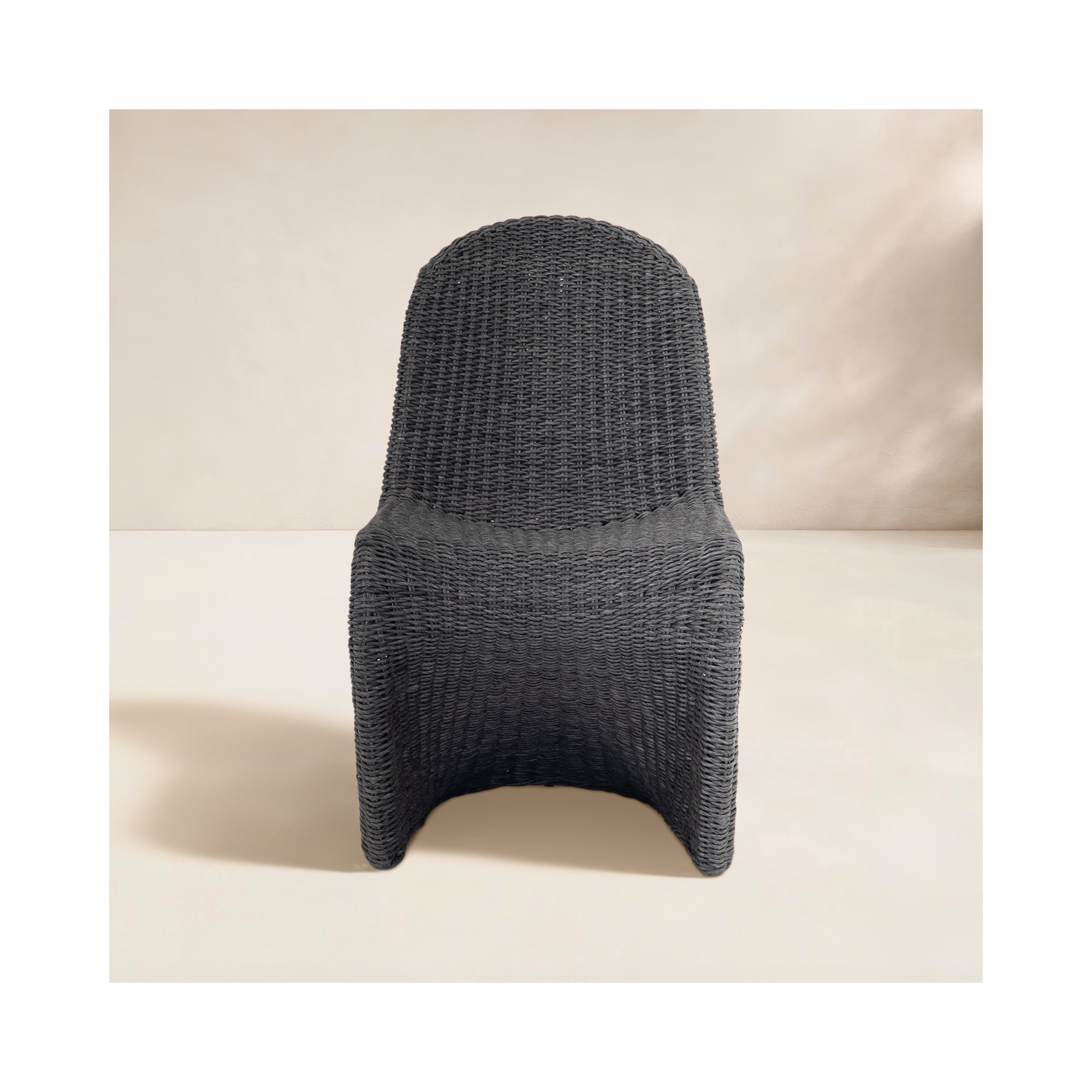 Daughtery Wicker Dining Side Chair, Vintage Coal