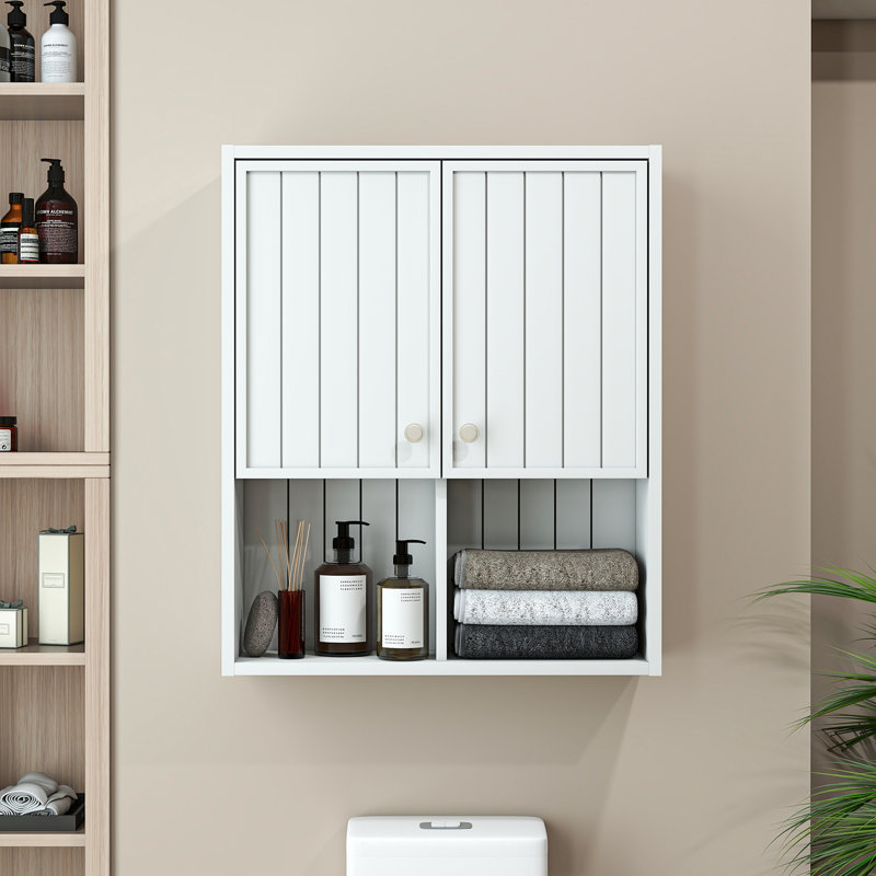 Armoire de salle de bain murale avec portes et tablette réglable avec rangement pour pharmacie, salon, bureau à domicile